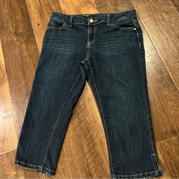 Simply Vera Vera Wang Women's Petite Size 8P Blue Capri Mid Rise Stretch Jeans - Picture 3 of 5